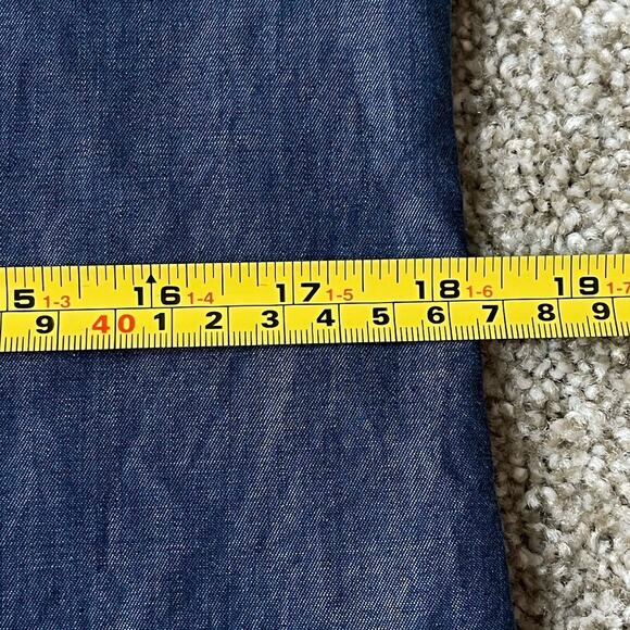 Southern Frock Chambray Shift Mini Dress 3/4 Tie Sleeves Size Small Preppy - Picture 12 of 14